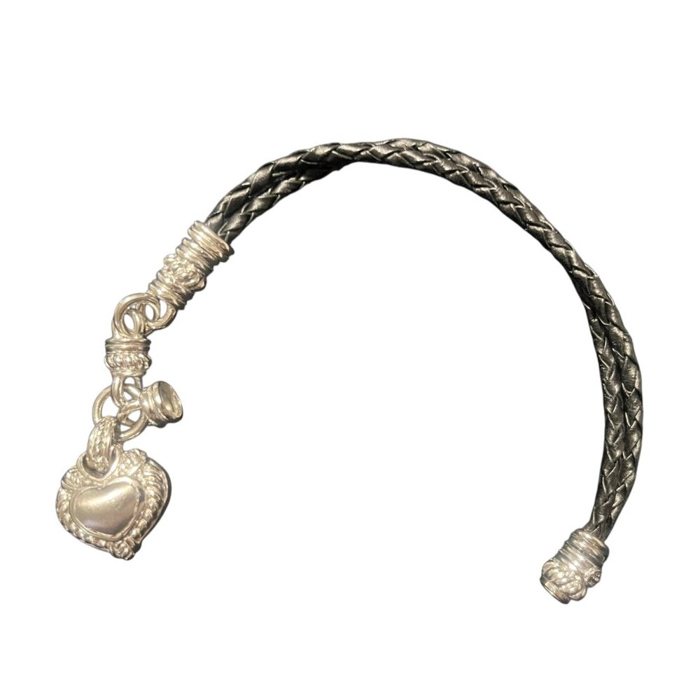 Judith Ripka Sterling Silver Crystal Leather Magnetic Bracelet - Picture 2 of 4